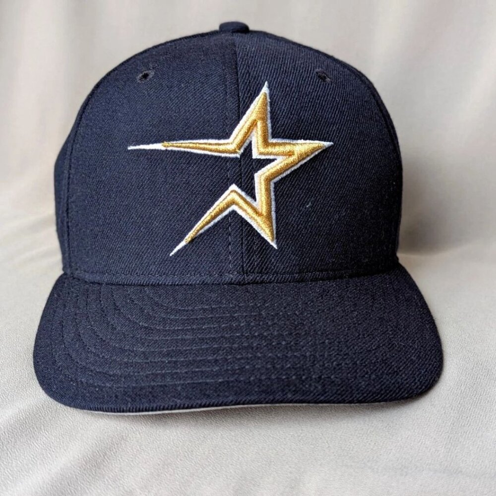 VTG Houston Astros Fitted Cap 6 7/8 Black 100% Wool  NEW ERA  59FIFTY  Made USA